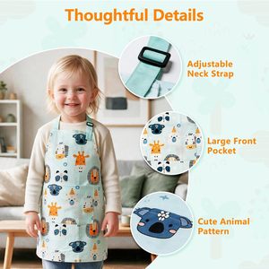 Tablier de cuisine imperméable en polycoton enduit pour enfants, durable, pour la pâtisserie, la peinture et les activités artistiques - Product Image 3
