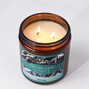 Bougie parfumée en verre <span class=keywords><strong>à</strong></span> visser de style luxueux couleur ambre avec <span class=keywords><strong>bouchon</strong></span> noir et logo personnalisé - Product Image 6