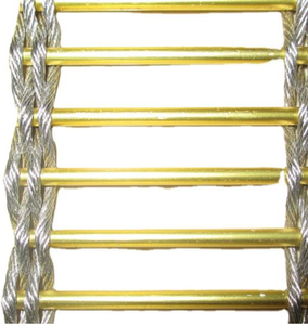 Grillage <span class=keywords><strong>métallique</strong></span> architectural tressé bicolore en fil d'acier inoxydable de qualité supérieure et barres dorées, certifié, pour écran décoratif pliable - Product Image 6