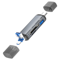 Lector de Tarjetas OTG Multifunción 6 en 1 USB 3.0 2.0 SD/TF Universal para Computadora y Teléfono Móvil con Puerto USB 3.0 Tipo-C