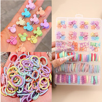 Ensemble d'accessoires pour cheveux de style mixte BELLEWORLD 148 pièces avec boîte transparente et pinces pour cheveux bébé fille mignonne fleur étoile bandes pour cheveux