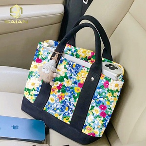 Tissu en polyester imperméable imprimé floral style <span class=keywords><strong>coton</strong></span>-<span class=keywords><strong>lin</strong></span> pour sac fourre-tout, sac de courses, sac à langer - Product Image 4