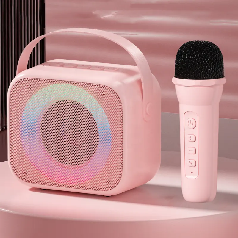 Speaker game musik BT anak-anak KTV keluarga rumah portabel, Speaker Karaoke nirkabel luar ruangan Mini dengan mikrofon dan Bluetooth