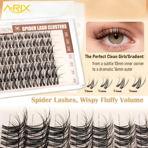 A-RIX Professional Spider Lash Clusters, Extensiones de Pestañas 3D con Efecto Wispy, Curvatura D, 10-16mm, DIY, Pestañas Individuales, Marca Privada - Product Image 1