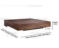 Tempat Tidur Tatami Gaya Log Kayu Solid Murni Minimalis Kamar Tidur Jepang Hotel Homestay Walnut Hitam Dapat Disesuaikan
