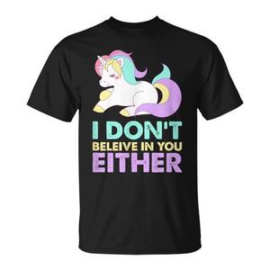 Maglietta con stampa Unicorno - Non credo in te neppure per promozioni - Product Image 1