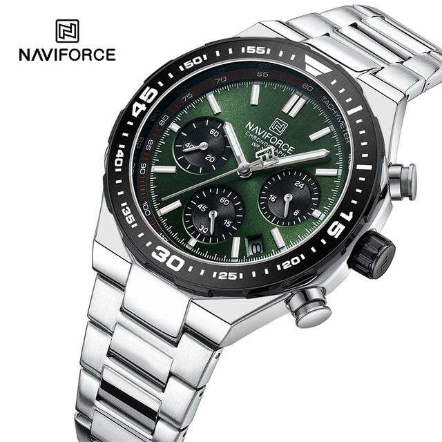 NAVIFORCE 8049 Mens Chronograph Watch Business Luxus Uhr Herren Stainless Steel Designer Watches Famous Brands