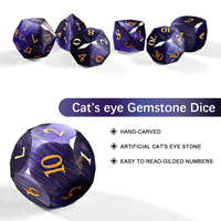 Ensemble de dés polyédriques faits à la main, 7 pièces/ensemble, yeux de chat violets, D6 D20 D12 D10 D00, uniques pour les jeux de table Dungeons & Dragons