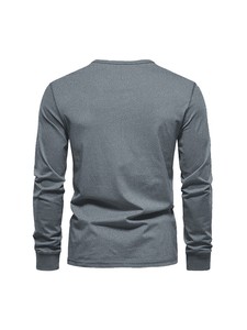 Camiseta Henley Casual para <span class=keywords><strong>Hombre</strong></span> 2026, Cuello Redondo, <span class=keywords><strong>Manga</strong></span> <span class=keywords><strong>Larga</strong></span>, Color Sólido, Malla Transpirable de Secado Rápido, Top Deportivo - Product Image 5
