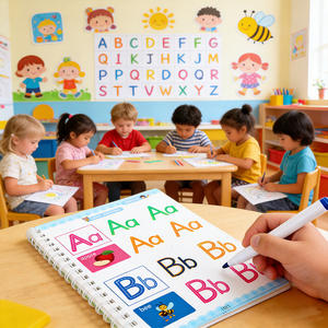 Cahier d'exercices de contrôle du stylo pour la petite enfance, reliure thermique réutilisable, avec stylo effaçable, cahier de traçage imprimé - Product Image 2