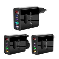 45W 5V 3.1A USB C LED Pantalla digital Adaptador de cargador de pared Función PD 4 puertos USB Tipo C Carga rápida para teléfonos celulares Viajes