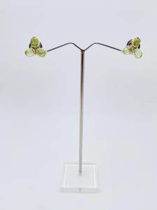 925 <b>Sterling</b> <b>Silver</b> <b>Stud</b> Earrings Green Peridot Gemstone with Diamond Pearl Handmade Cushion Design for Weddings - Product Image 4