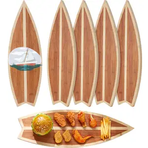 4 Pcs DIY Surfboard Cutting Board Bamboo Cutting Board Set Acacia Wood Charcuterie Cheese Fruit Serving Bread Chopping Board