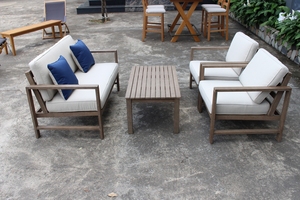 Conjunto de Sofás de Teca para Jardín, Patio o Terraza, Moderno, para Hoteles y Resorts, Resistente al Agua, con Mesa de Centro Plegable y Portátil - Product Image 2