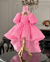 Haute Basse Fleur Fille Robes Floral Personnalisé Première Communion Robe Robes De Fête D'anniversaire Pour Les Photos Shoot