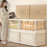 COIZY Bacs de rangement en plastique Boîte pliable avec roues et portes pour entrepôt Organisation de garage Utilisation industrielle à usage intensif