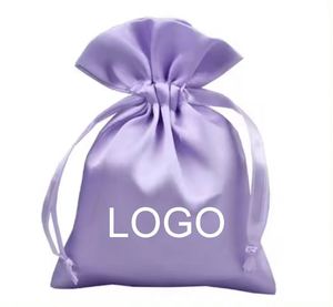 Pochette de luxe personnalisée pour cheveux, sac de rangement en satin avec cordon, sacs cadeaux avec ruban - Product Image 2