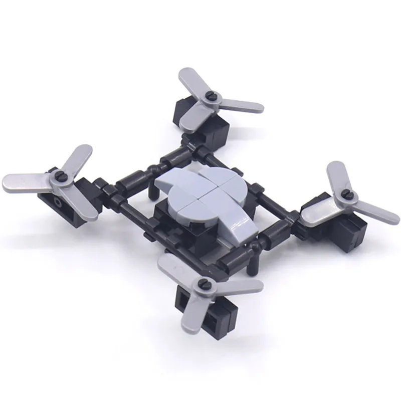 MOC DY Mini Air Vehicle Four Axis Drones No Function War Military City Building Blocks Classic Model Bricks Kits Sets Ideas