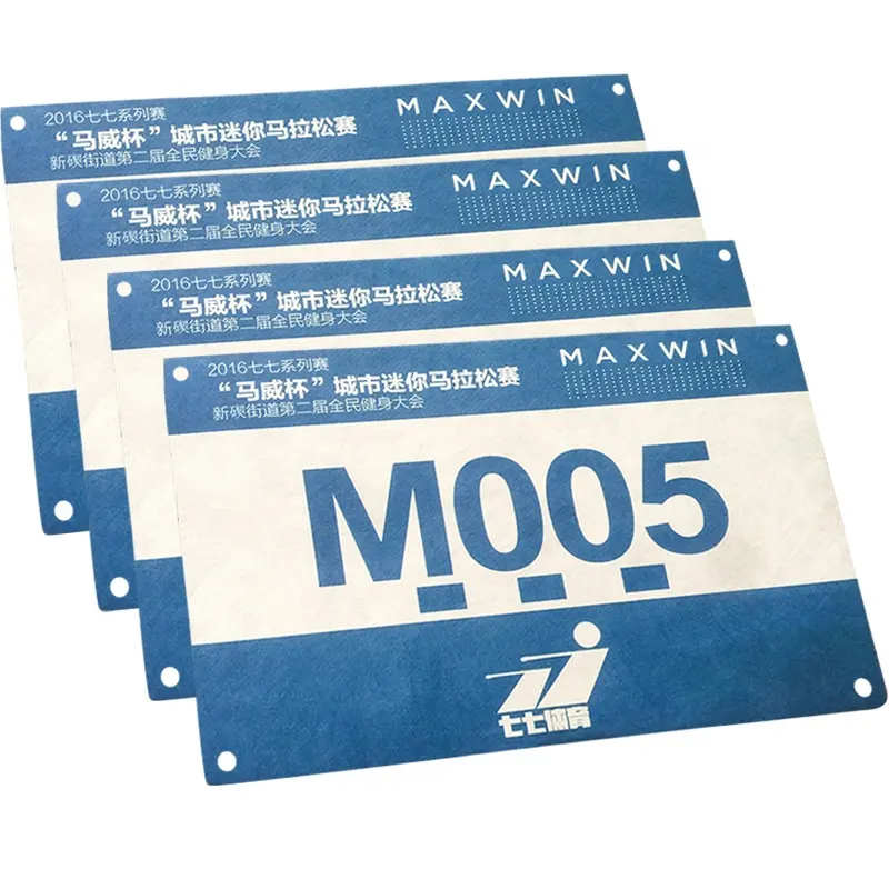 Imprimible de papel tyvek maratón competencia atleta babero números para las carreras
