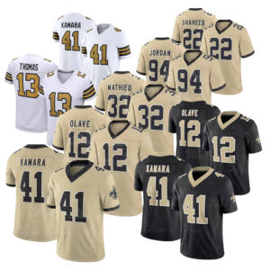 Maglie da Football New Orleans 2026 all'Ingrosso di Alta Qualità, 41 Alvin Kamara, 12 Chris Olave, 32 Tyrann Mathieu, 22 Shaheed, Cucite - Product Image 1