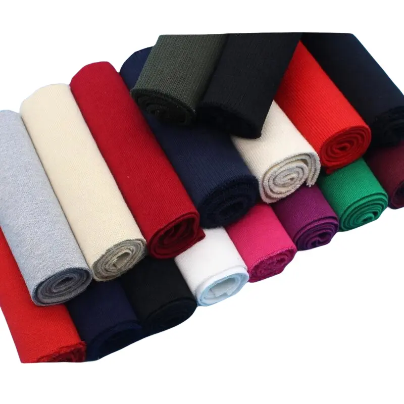 Factory Direct sales 1*1 premium yarn dyed polyester and spandex rib knitted leader mouth and hem down garment accessories