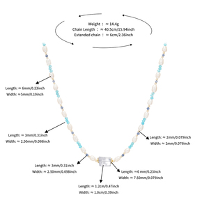 Collar de Perlas de Aguamarina y Zafiro Auténticos, Gargantilla de Verano para la Playa, Collar de Cuentas de Piedra Natural y Acero Inoxidable - Product Image 6