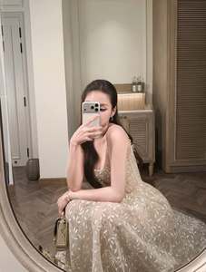 Vestido Midi Elegante para Mujer al por Mayor, con Bordado Floral y Encaje, Tirantes Finos, para Fiesta de Noche, Dama de Honor, Personalizado - Product Image 2