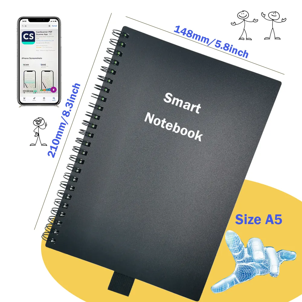 Notebook A5 Stone Tahan Air, Notebook Cerdas Dapat Dihapus Dapat Digunakan Kembali