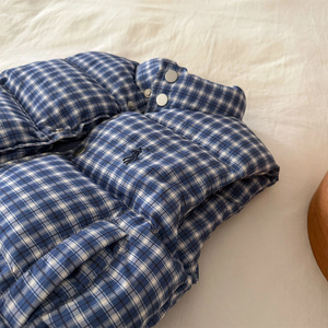 Unrulyspoor Children's Plaid Winter Vest Thickened Blue Boys Warm Coat With Label Size M - Product Image 4