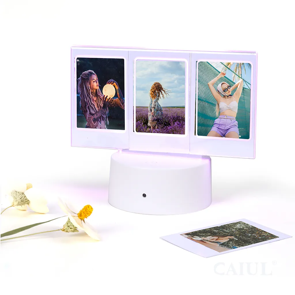 Caiul 베이비 웨딩 사용 배터리 7 색 led 라이트 사진 프레임 instax 사진