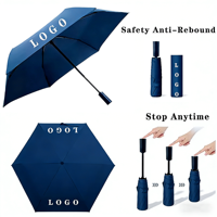 Parapluie pliant en trois sections de 23 pouces en tissu pongé, imperméable, anti-UV, ouverture automatique, haute qualité, portable et compact, idéal pour cadeaux d'affaires