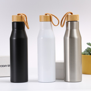 Botella de agua térmica de 500ml, logotipo personalizado, botella de acero inoxidable para beber, deportes con tapa de madera - Product Image 5