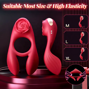 Best-seller <span class=keywords><strong>Amazon</strong></span> : <span class=keywords><strong>Anneau</strong></span> <span class=keywords><strong>vibrant</strong></span> double aile en forme de rose pour homme, stimulateur de testicules, étanche IPX7 - Product Image 2