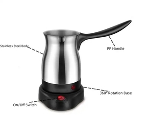 Cafetière électrique portable en acier inoxydable de 500ml, chauffe-lait/mini-chaudière à eau avec <span class=keywords><strong>base</strong></span> rotative en plusieurs couleurs - Product Image 4