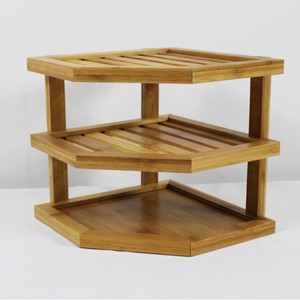 Three Tier Bamboo Corner Shelf 3 Floors Eco Friendly Kitchen Storage Organizer Space Saving <b>Dish</b> <b>Rack</b> - Product Image 2