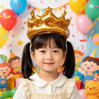 Couronne Unique en PVC Doré - Couronne Gonflable pour Enfants, Chapeau d'Anniversaire Doré, Couronne de Roi pour Noël, Anniversaire, Piscine, Enterrement de Vie de Jeune Fille, Accessoire de Fête