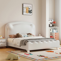 Lit king size moderne européen luxueux et durable avec cadre en bois de pin, rembourrage en cuir capitonné et sommier tapissier souple avec rangement