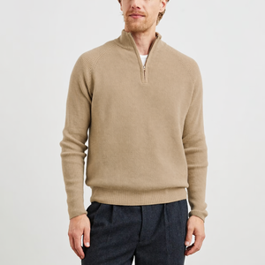 Suéteres <span class=keywords><strong>de</strong></span> punto personalizados para <span class=keywords><strong>hombre</strong></span>, diseño <span class=keywords><strong>de</strong></span> <span class=keywords><strong>cuello</strong></span> alto con cremallera, <span class=keywords><strong>de</strong></span> algodón, a la moda - Product Image 2