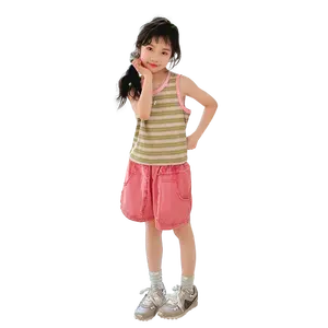 女童儿童背心儿童短裤两件套2024夏季时尚新款时尚网络红潮