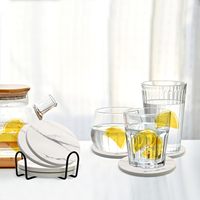 Ensemble de 6 dessous-de-verre en céramique style minimaliste avec plateau en marbre, tampons absorbants en pierre pour boissons, tapis ronds en liège pour la table à domicile