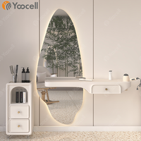 Yoocell – meuble de salon de beauté de luxe, table de miroir irrégulière de salon de coiffure avec rangement