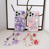 Étui de téléphone portable rigide artisanal avec motif de rose, breloque pour femmes, pour iPhone 16 15 14 13 12 11 7 8 Plus Xr Xs Max Xs