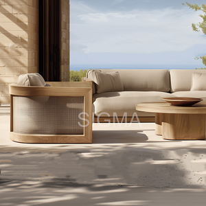 Set di Mobili da Giardino in Legno di Teak Massiccio di Alta Qualità, Tavolo e Sedie per Villa e Resort di Lusso - Product Image 5