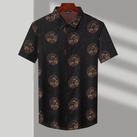 Chemise décontractée pour homme en soie de mûrier craquelée de style chinois, à motif floral, anti-boulochage, à manches courtes. Vente en gros disponible.