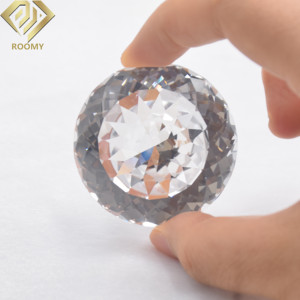 Gemme Decorative, Regalo Speciale, Corindone Sintetico 5A, Zaffiro Bianco Trasparente 30mm 50mm, Pietra Preziosa Rotonda di Grandi Dimensioni - Product Image 1