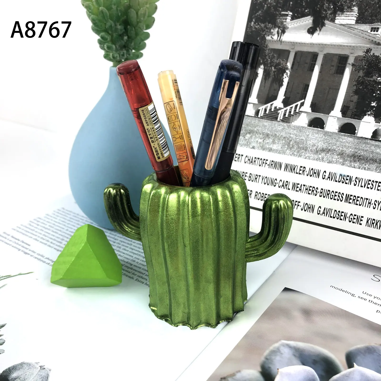 A8767 3D cactus portapenne resina stampo in silicone fai da te cactus desktop decor