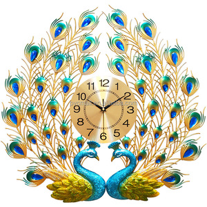 Hogar moderno decorativo 3D Metal decoración escénica forma de pavo real Reloj de pared <span class=keywords><strong>alarma</strong></span> de pared reloj de pavo real Reloj de pared - Product Image 1
