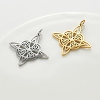 Collier classique en acier inoxydable avec pendentif nœud de sorcière, amulette celtique porte-bonheur irlandaise, bijoux vintage pour hommes et femmes