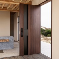 Porte d'entrée en chêne massif de style villa de luxe, design pivotant antivol, serrure multipoints, entrée d'appartement extérieure moderne, garantie 5 ans