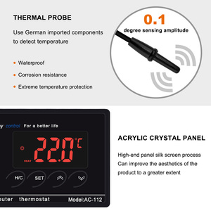 Contrôleur de température numérique LCD pour reptiles AC-112 -40~110°C, résolution 0,1°C, capteur externe, marche/arrêt, plastique, OEM, IP65 - Product Image 5